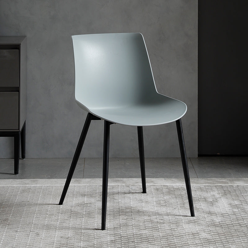 Contemporary Metal Dining Chair Solid Back Dining Chair for Home Use