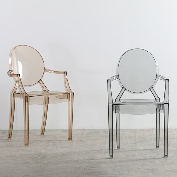 Silla de comedor de estilo escandinavo Silla de comedor de acrílico con respaldo abierto para el hogar con brazo