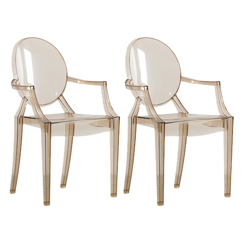 Chaise de salle à manger de style scandinave, chaise de salle à manger à dossier ouvert en acrylique avec bras