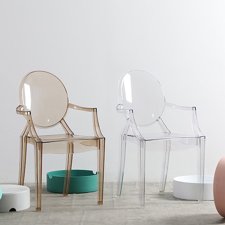 Silla de comedor de estilo escandinavo Silla de comedor de acrílico con respaldo abierto para el hogar con brazo