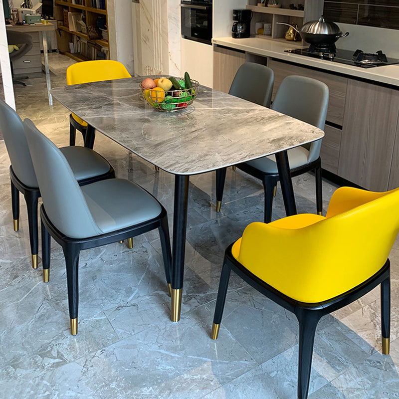 Rectangle Three-Color Dining Table Sintered Stone Table Luxury with 4 Legs