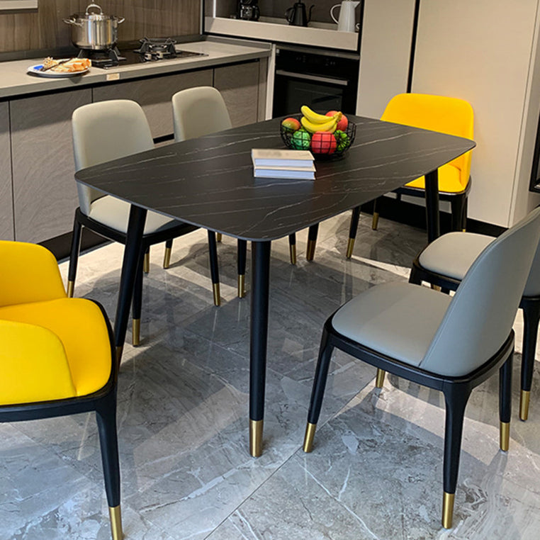 Rectangle Three-Color Dining Table Sintered Stone Table Luxury with 4 Legs