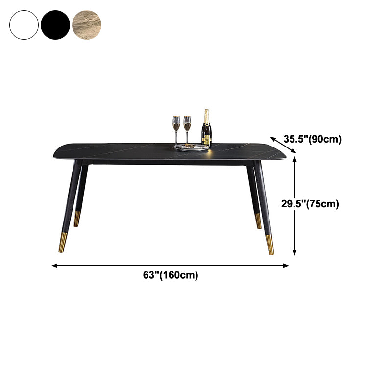 Rectangle Three-Color Dining Table Sintered Stone Table Luxury with 4 Legs