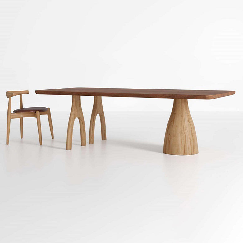 Modern Solid Wood Rectangle Table Brown Standard Dining Table for Kitchen