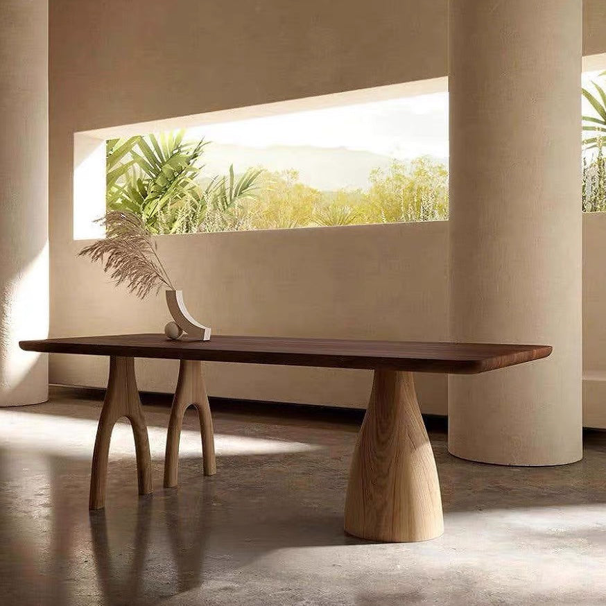 Modern Solid Wood Rectangle Table Brown Standard Dining Table for Kitchen