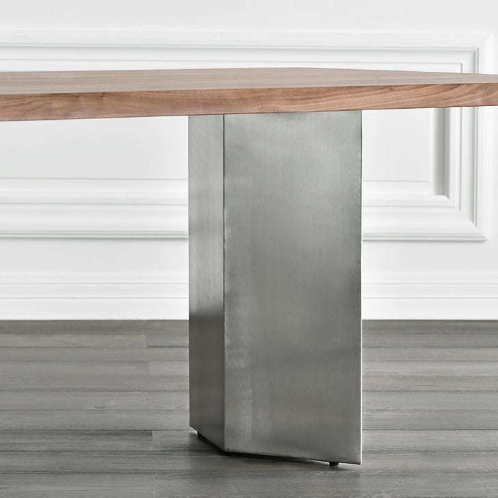 Rectangle Luxury Style Dining Table Wood Color Fixed Table with Solid Wood