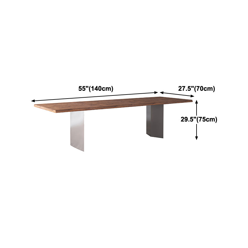 Rectangle Luxury Style Dining Table Wood Color Fixed Table with Solid Wood
