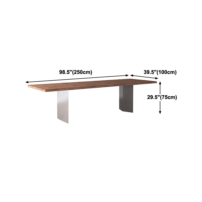 Rectangle Luxury Style Dining Table Wood Color Fixed Table with Solid Wood