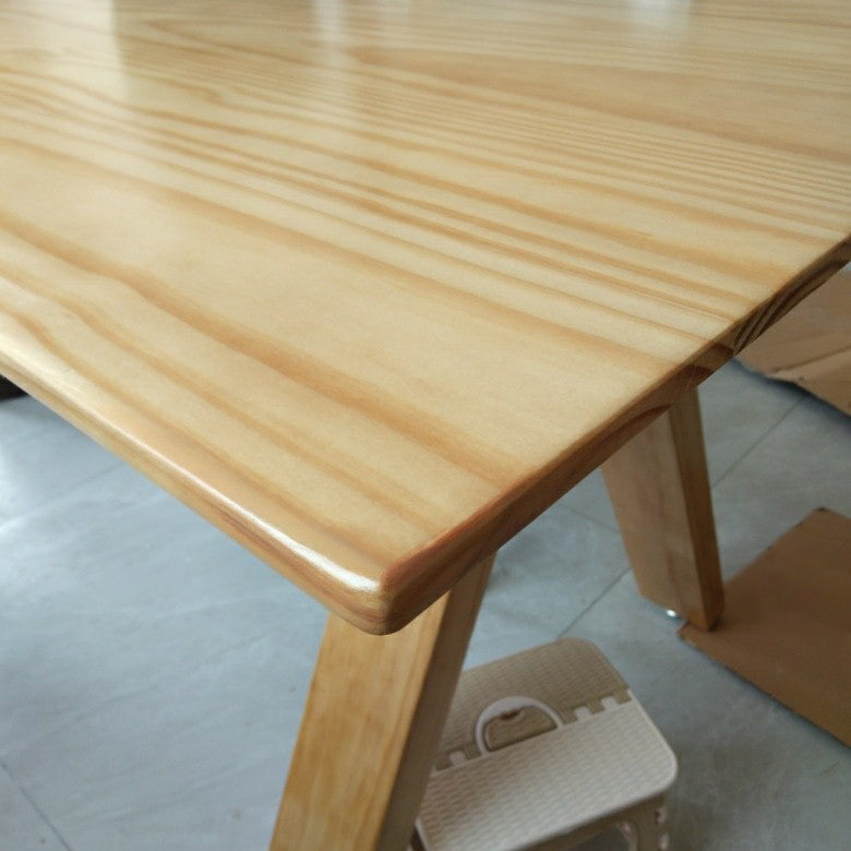 Rectangle Wood Color Dining Table Pine Solid Wood Table Modern with 4 Legs