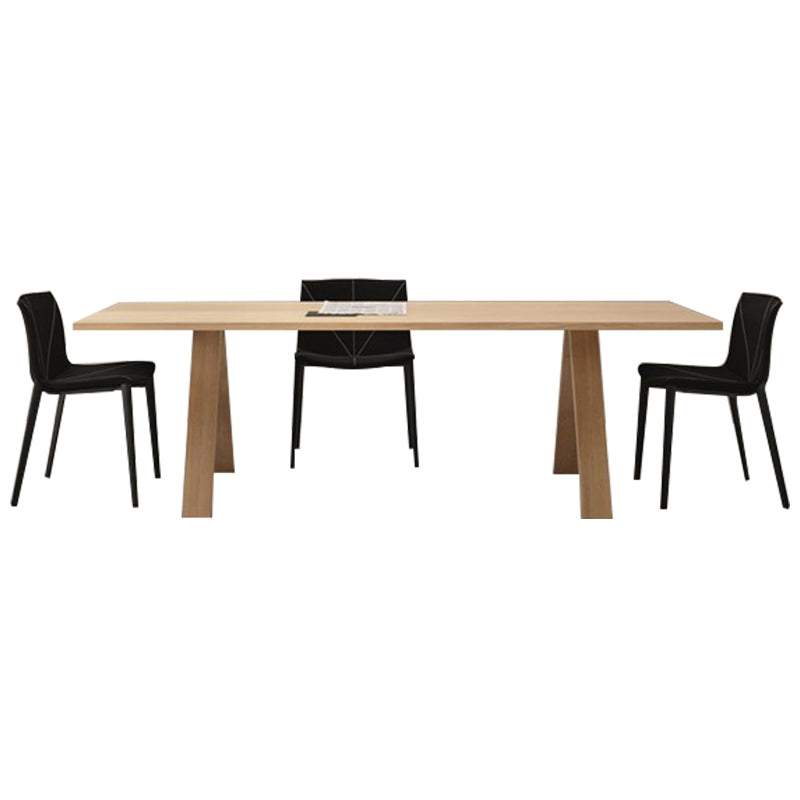 Rectangle Wood Color Dining Table Pine Solid Wood Table Modern with 4 Legs