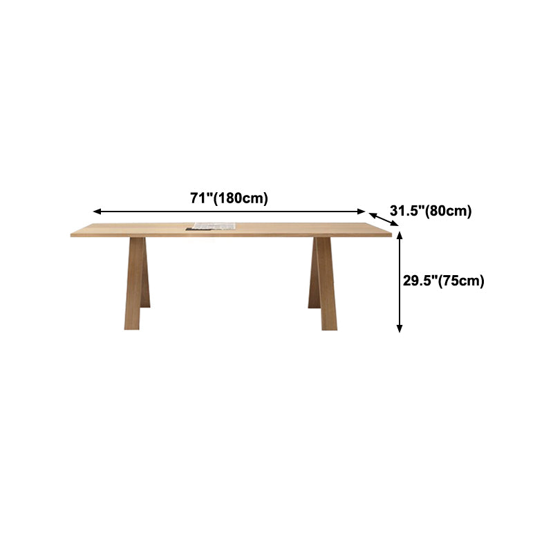 Rectangle Wood Color Dining Table Pine Solid Wood Table Modern with 4 Legs