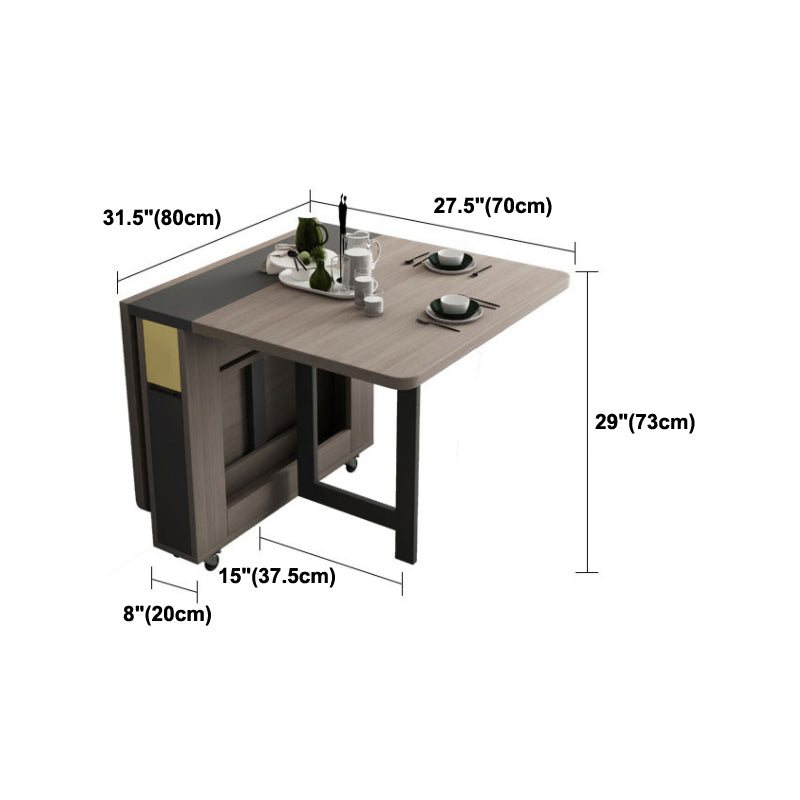Mid-Century Brown Dining Table Rectangle Wooden Drop Leaf Dining Table for Home