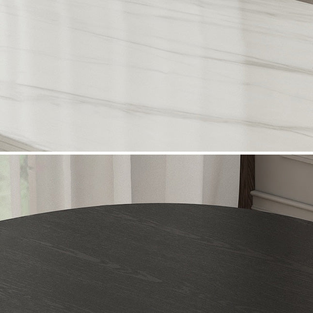 Moderne stijl ovale eettafel dubbele voetstuk eettafel met zwarte poten