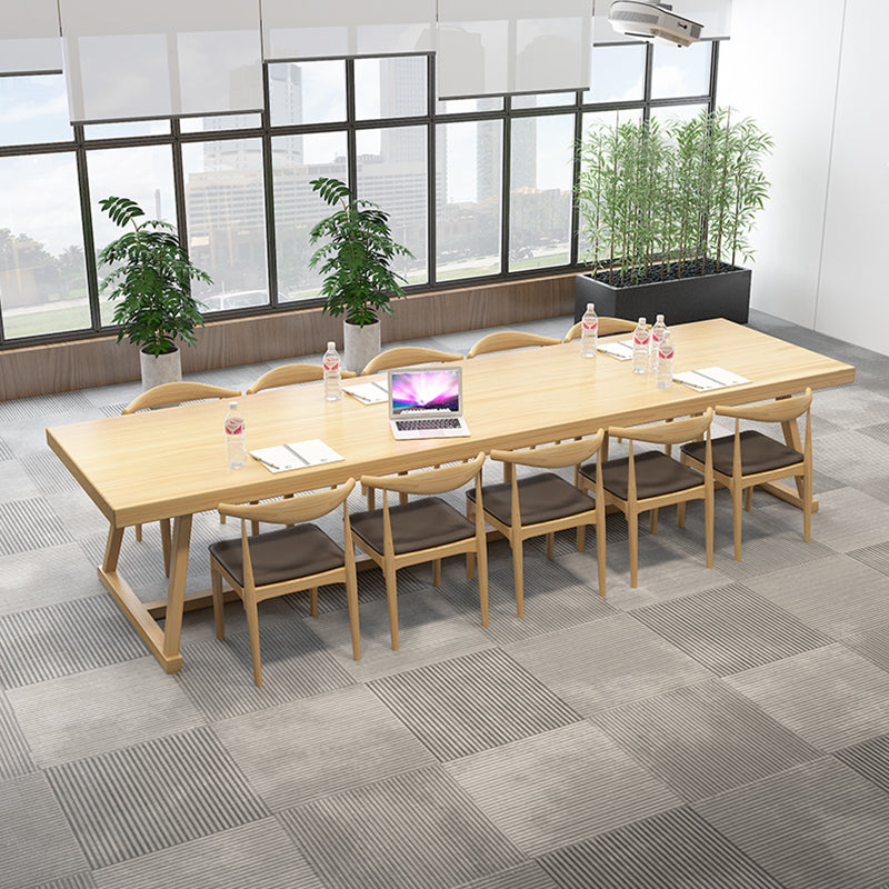 Rectangle Trestle Dinner Table Solid Wood Dining Room Collection for Home