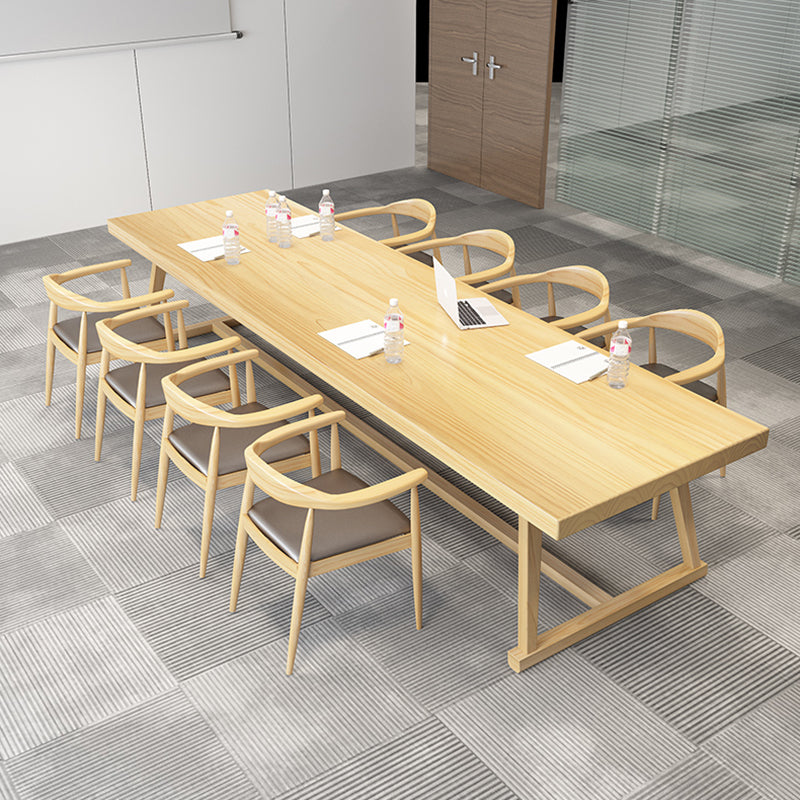 Rectangle Trestle Dinner Table Solid Wood Dining Room Collection for Home