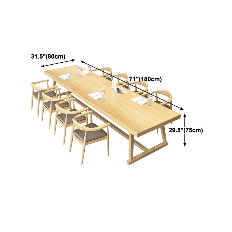 Rectangle Trestle Dinner Table Solid Wood Dining Room Collection for Home