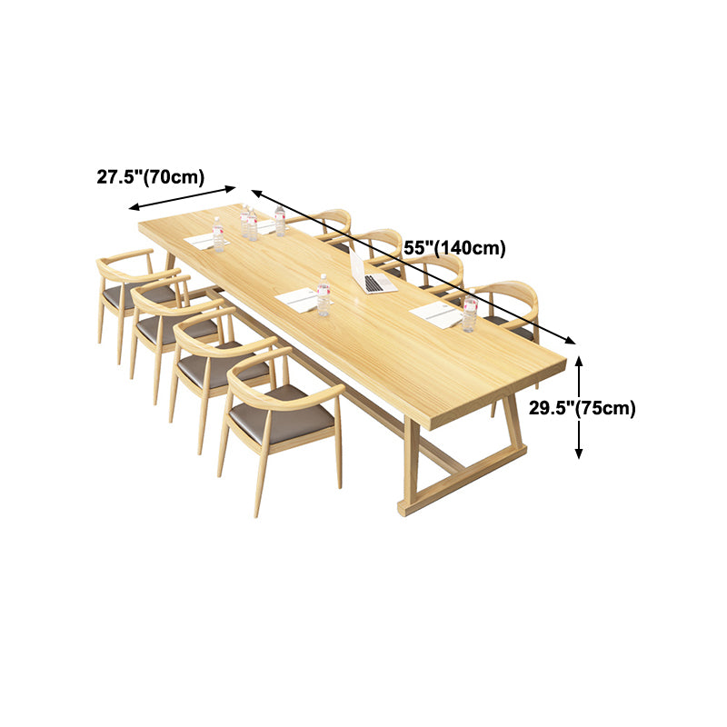 Rectangle Trestle Dinner Table Solid Wood Dining Room Collection for Home