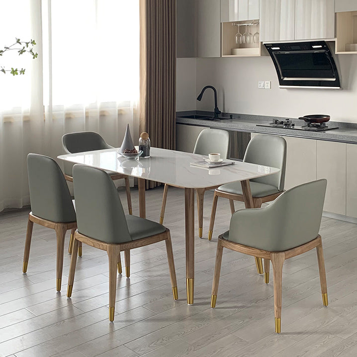 Mesa de comedor bicolor de piedra sinterizada Mesa de lujo de 4 patas para comedor