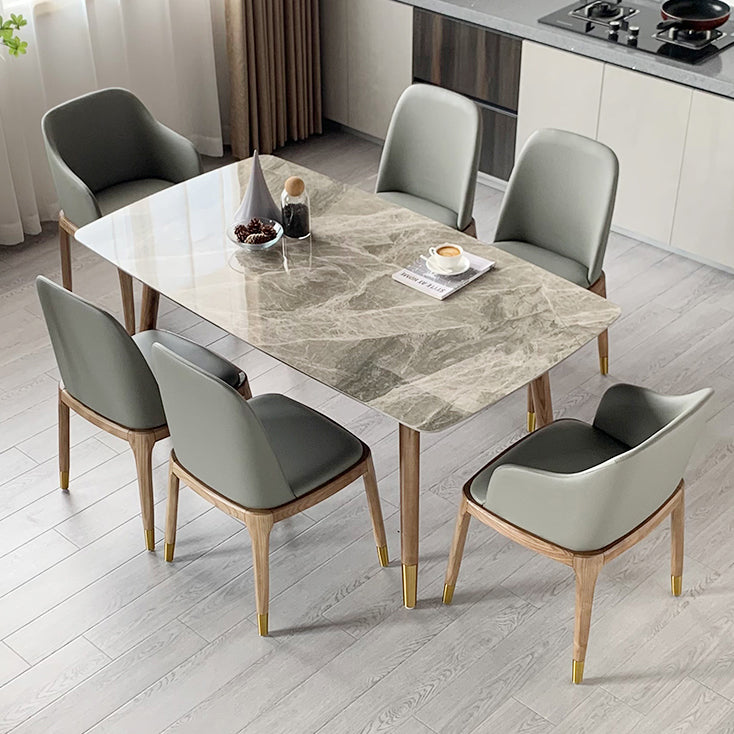 Mesa de comedor bicolor de piedra sinterizada Mesa de lujo de 4 patas para comedor