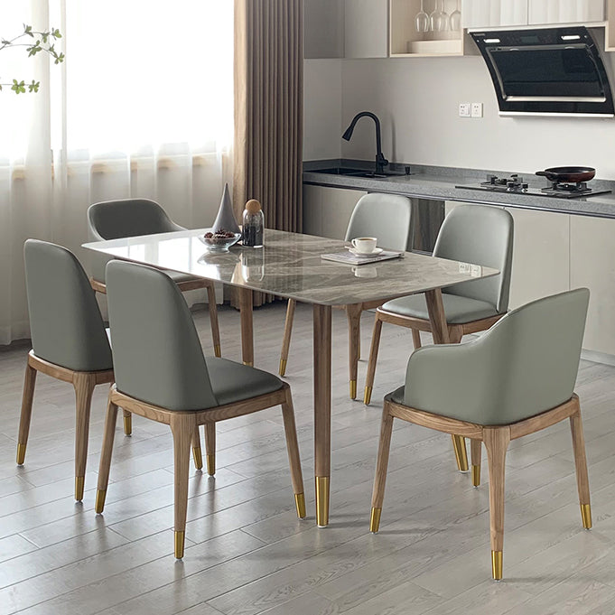 Mesa de comedor bicolor de piedra sinterizada Mesa de lujo de 4 patas para comedor