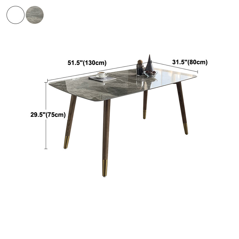 Mesa de comedor bicolor de piedra sinterizada Mesa de lujo de 4 patas para comedor