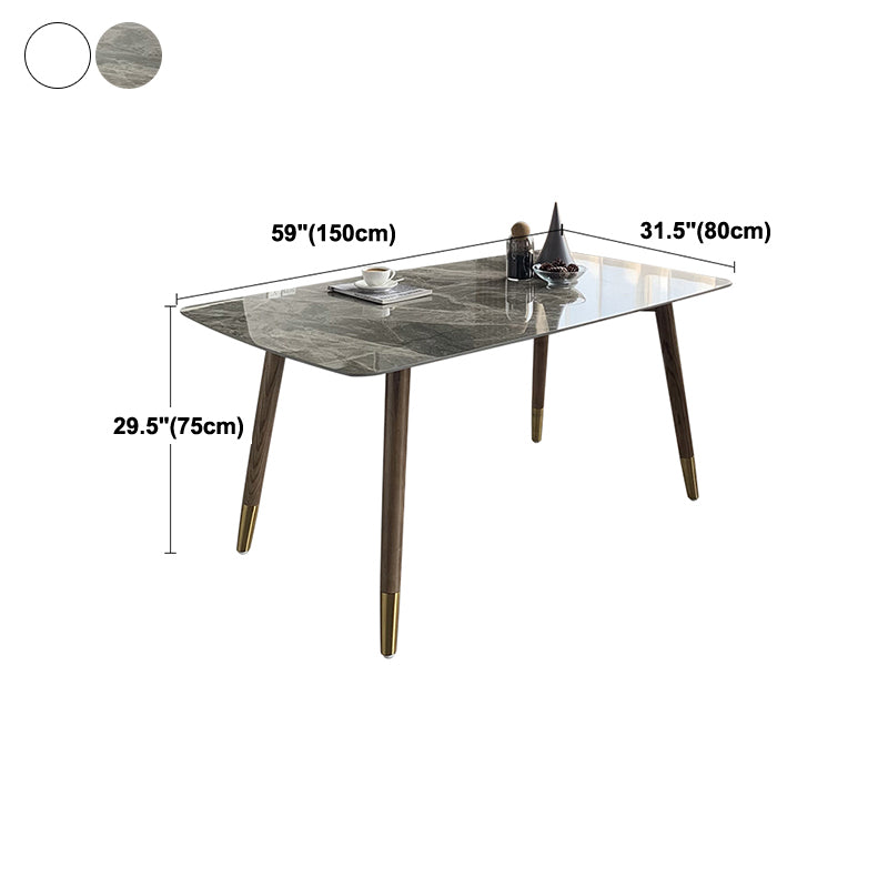 Mesa de comedor bicolor de piedra sinterizada Mesa de lujo de 4 patas para comedor