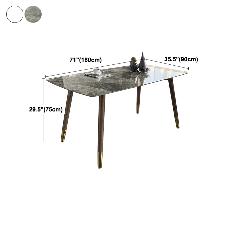Mesa de comedor bicolor de piedra sinterizada Mesa de lujo de 4 patas para comedor