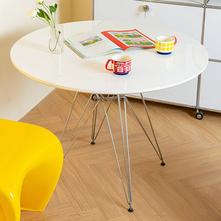 Modern Style Dining Table Round Dining Table with Metal Base for Home Use