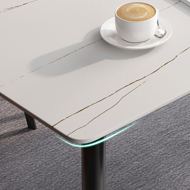 Rectangle Industrial Dining Room Table Sintered Stone Table with 4 Black Legs