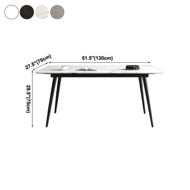 Rectangle Industrial Dining Room Table Sintered Stone Table with 4 Black Legs