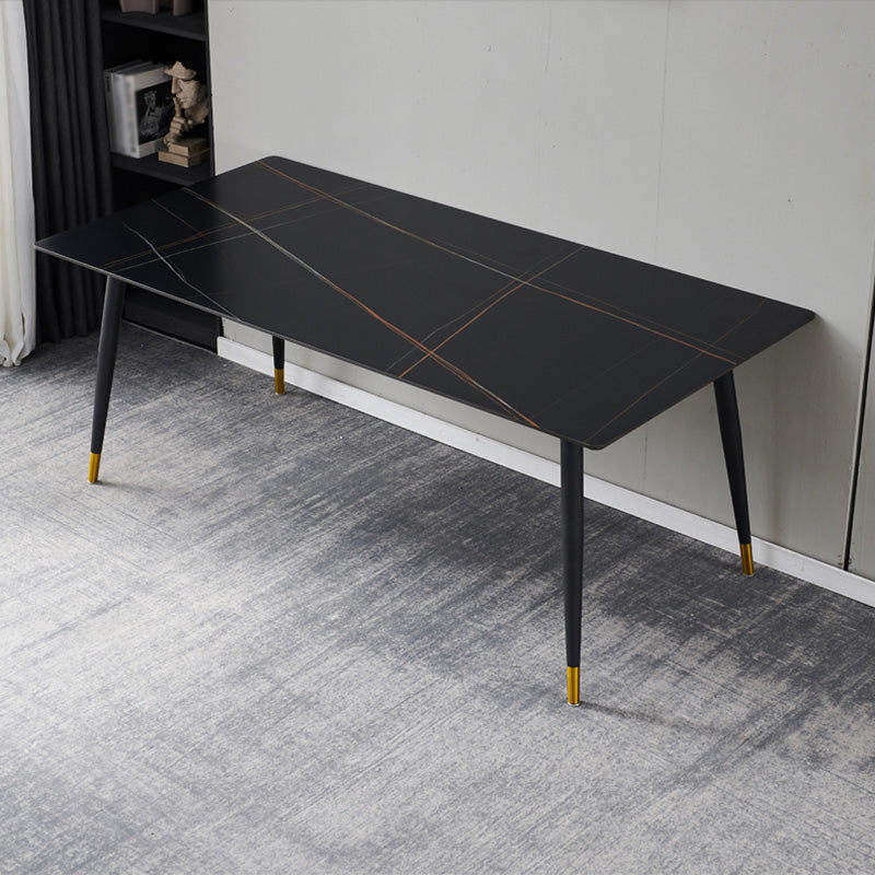 Rechthoek traditionele luxe tafel gesinterde stenen tafel met 4 zwarte poten