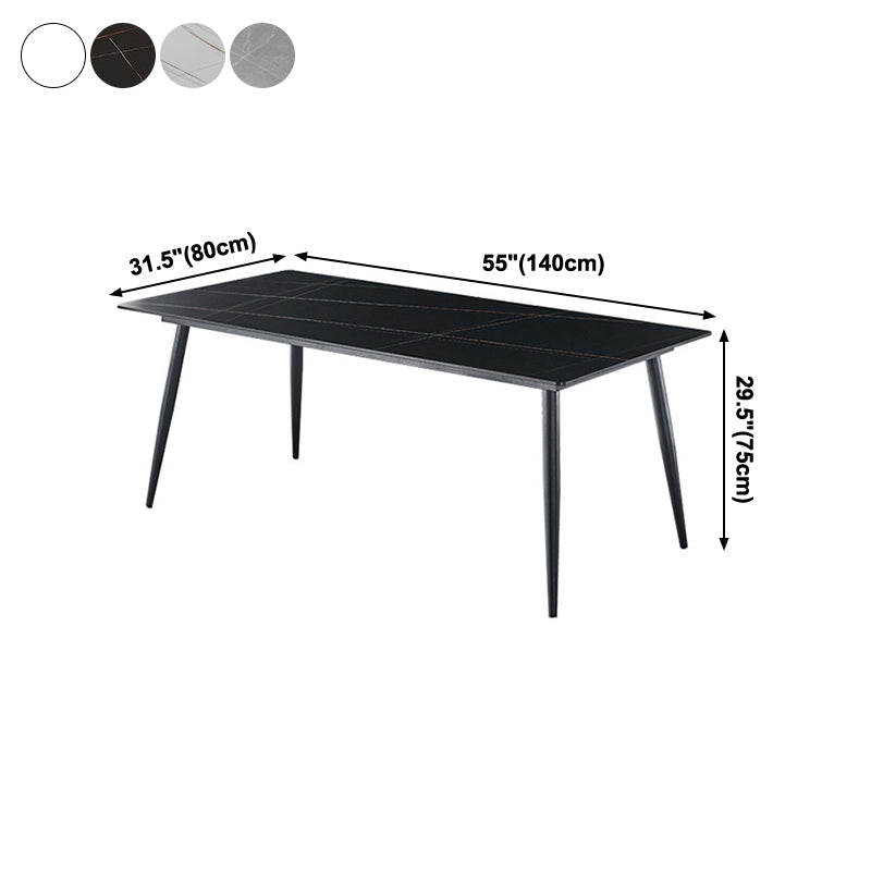 Rechthoek traditionele luxe tafel gesinterde stenen tafel met 4 zwarte poten