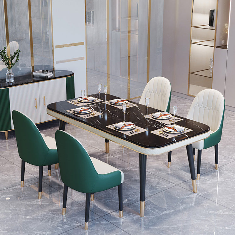 Rectangle Traditional Luxury Dining Table 4 Black Solid Wood Legs Table for Dining Room