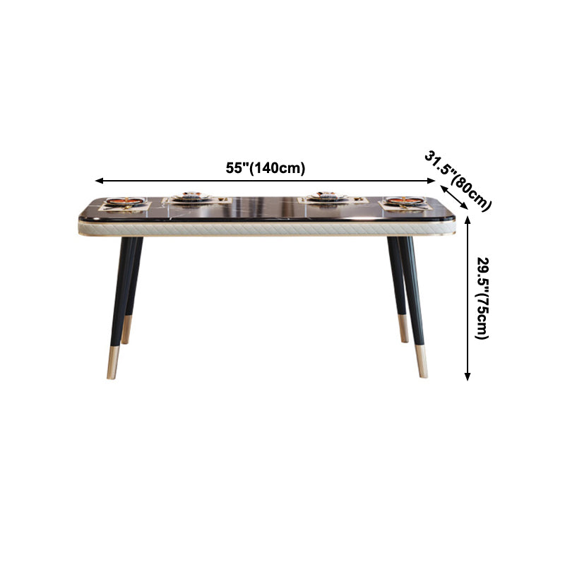 Rectangle Traditional Luxury Dining Table 4 Black Solid Wood Legs Table for Dining Room