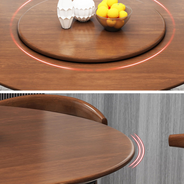 Mesa de madera maciza redonda minimalista Mesa de comedor estándar de cocina con base de pedestal