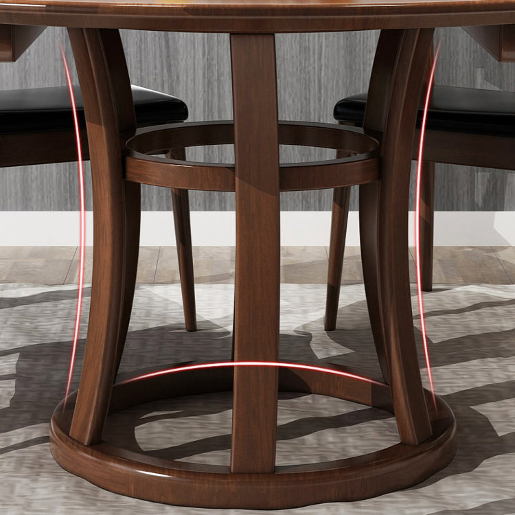 Mesa de madera maciza redonda minimalista Mesa de comedor estándar de cocina con base de pedestal