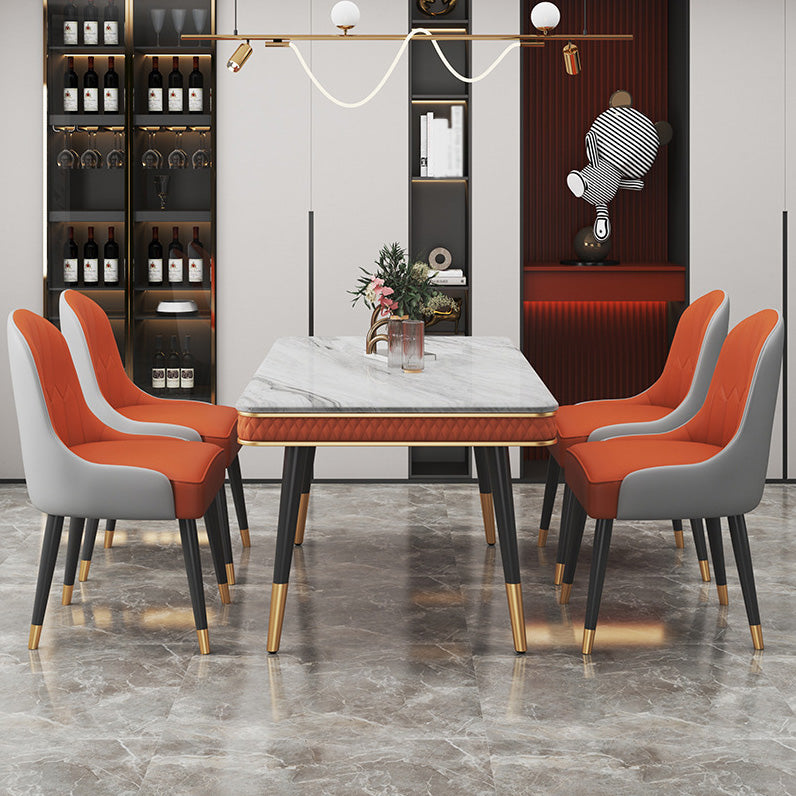 Rectangle Traditional Luxury Dining Table 4 Black Metal Legs Table for Dining Room