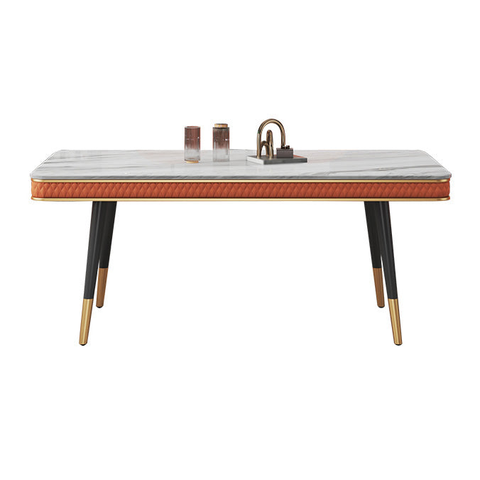 Rectangle Traditional Luxury Dining Table 4 Black Metal Legs Table for Dining Room