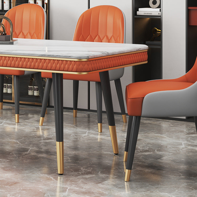 Rectangle Traditional Luxury Dining Table 4 Black Metal Legs Table for Dining Room