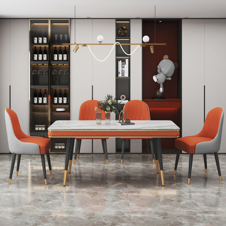 Rectangle Traditional Luxury Dining Table 4 Black Metal Legs Table for Dining Room