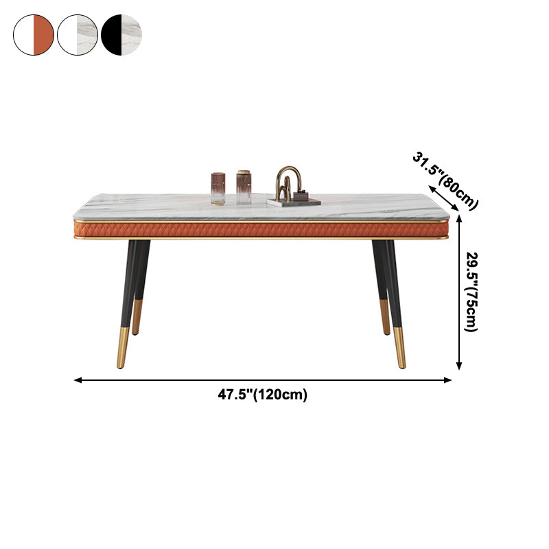 Rectangle Traditional Luxury Dining Table 4 Black Metal Legs Table for Dining Room