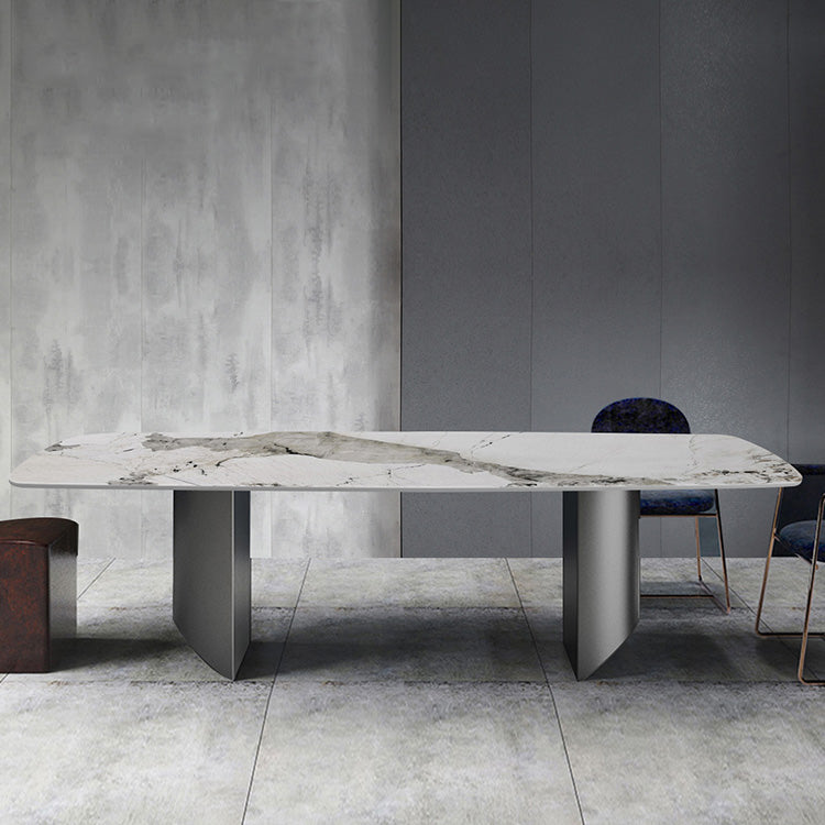 Industrial Standard Rectangle Shape Table Gray Sintered Stone Dining Table for Kitchen