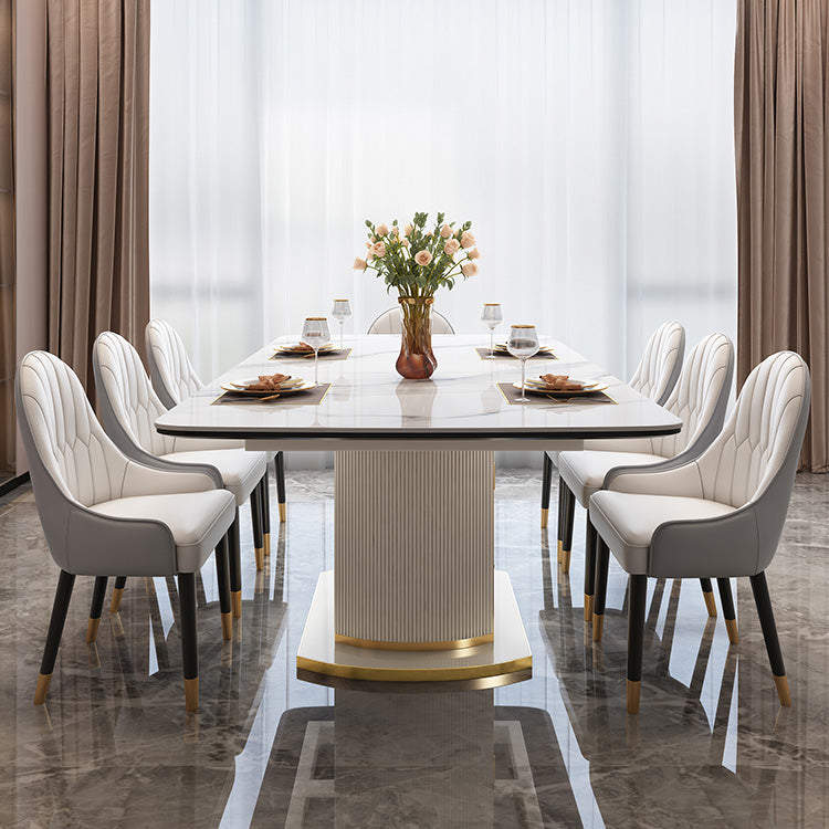 Mesa de comedor de piedra sinterizada extensible para la mesa de almacenamiento de lujo de restaurante con pedestal