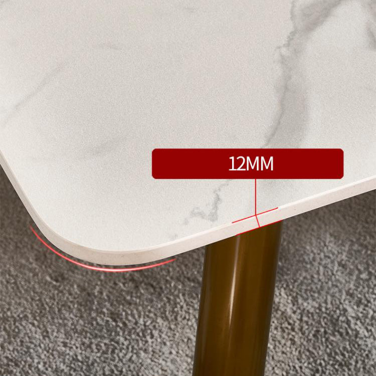 Traditional Luxury Rectangle Dining Table White Sintered Stone Table with 4 Gold Legs