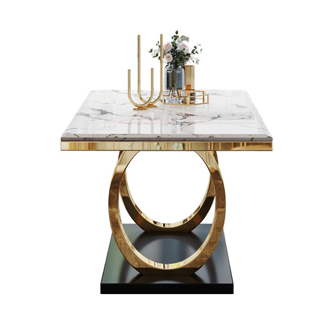 Trestle Base Dining Table Traditional Luxury Marble Dinner Table for Home