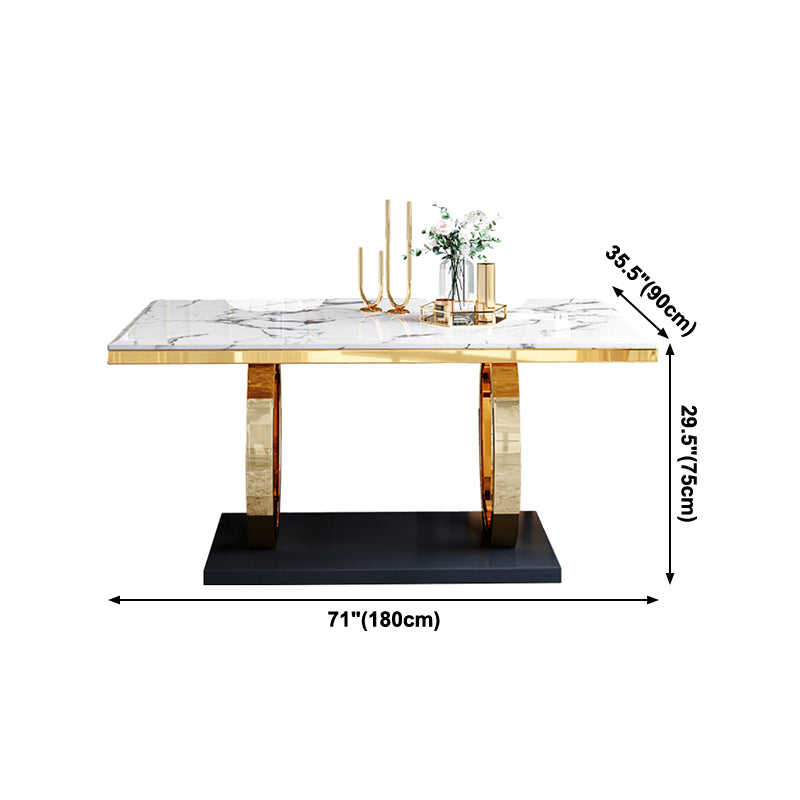Trestle Base Dining Table Traditional Luxury Marble Dinner Table for Home