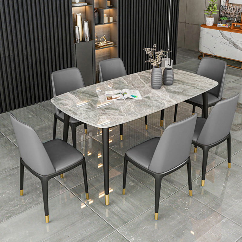 Mesa de comedor de lujo rectángulo Tono gris FIJA Mesa fija de piedra sinterizada
