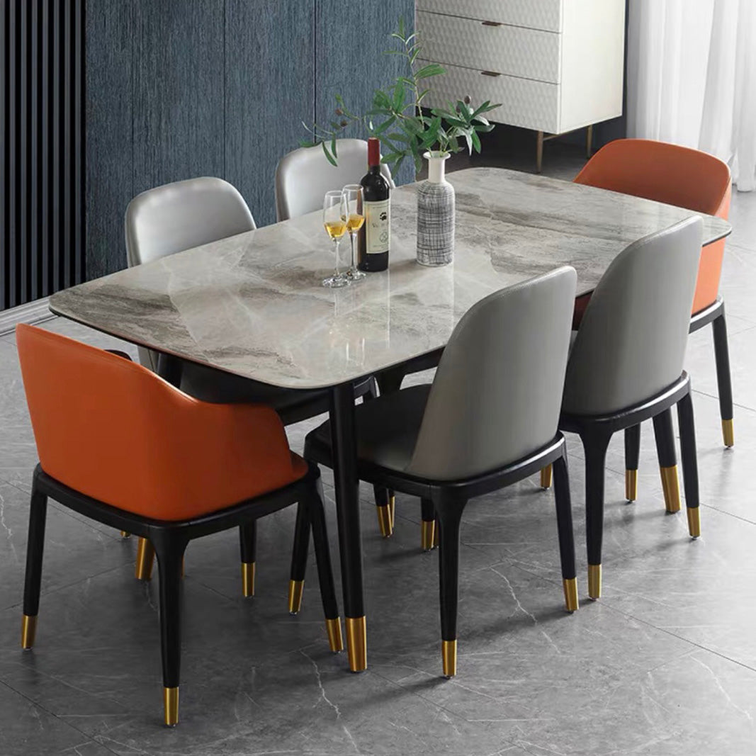Mesa de comedor de lujo rectángulo Tono gris FIJA Mesa fija de piedra sinterizada