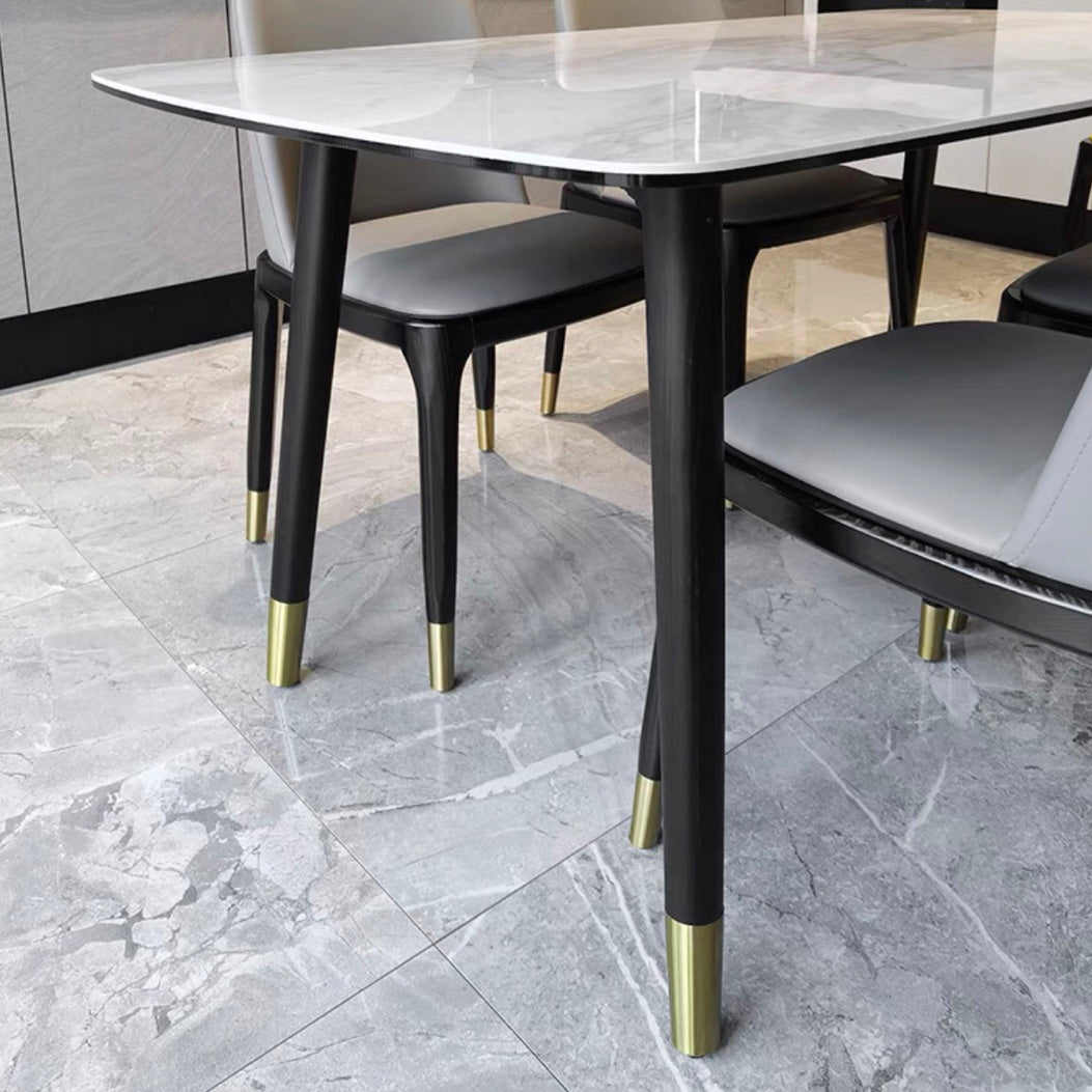 Mesa de comedor de lujo rectángulo Tono gris FIJA Mesa fija de piedra sinterizada