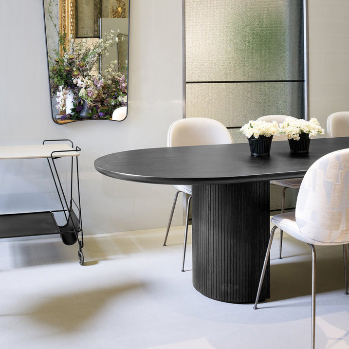 Oval Double Pedestal Dining Table Contemporary Style Solid Wood Furniture